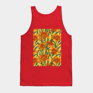 Tawny daylily flowers, blue and yellow Tank Top